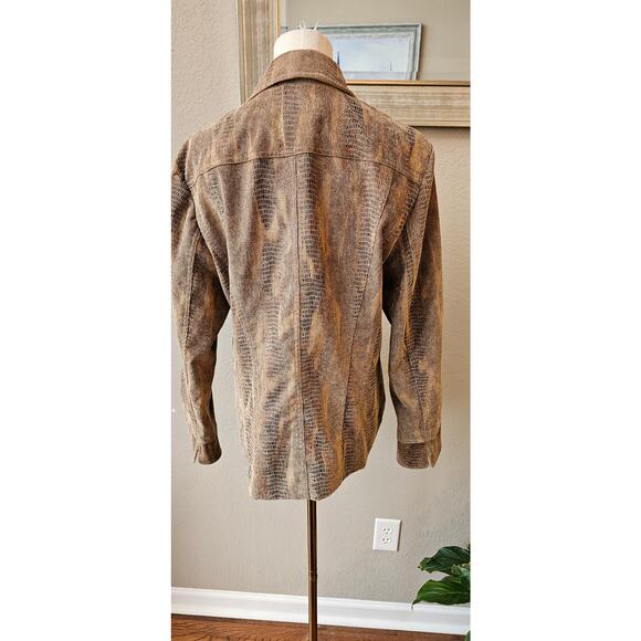 Chicos Sz 2‎ Snake Print Faux-Suede Button Front Jacket Women Size L Lightweight - Picture 6 of 7